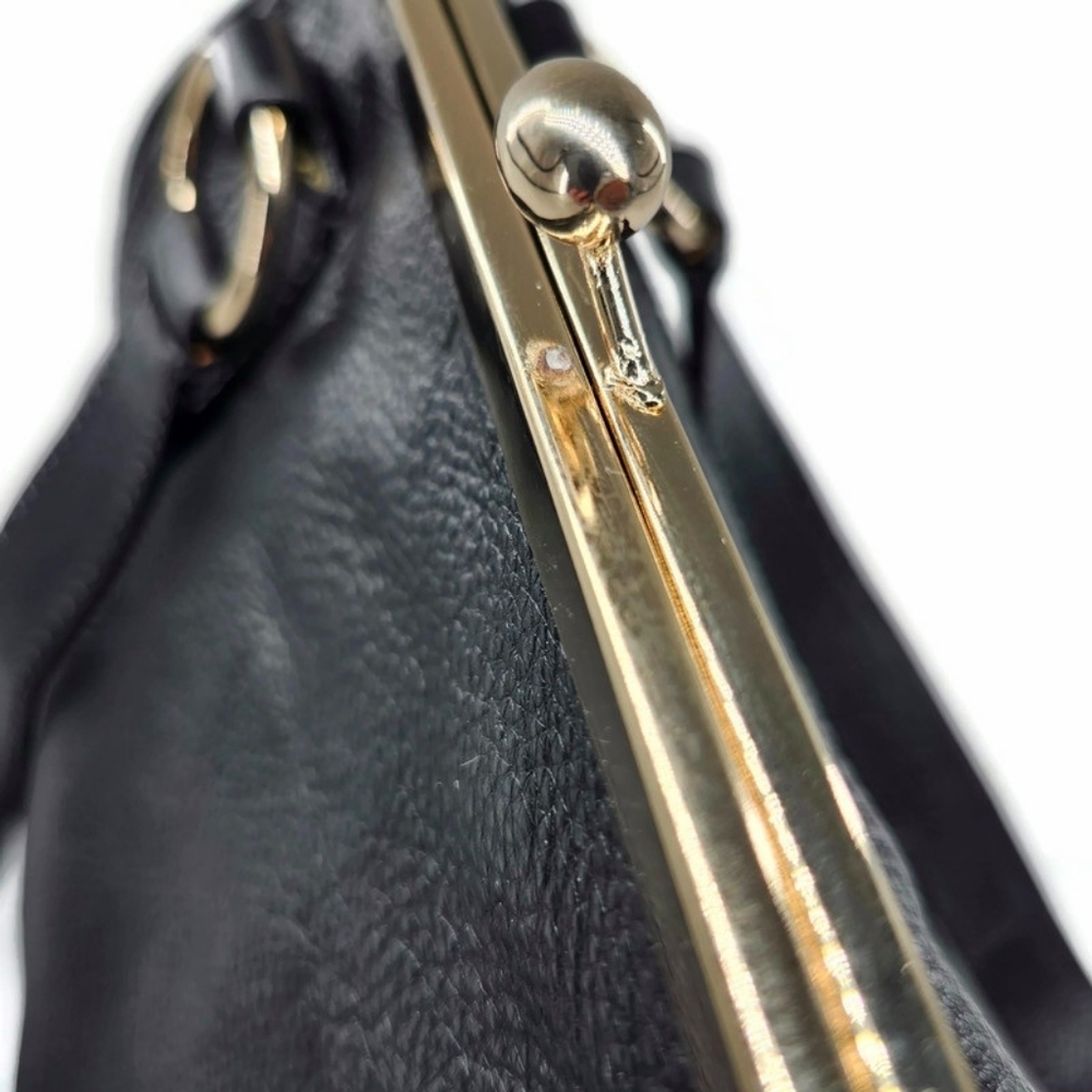 Celine Clandestine Black Pebbled Leather Gold Frame Doctor Shoulder Satchel Bag - Picture 6 of 15
